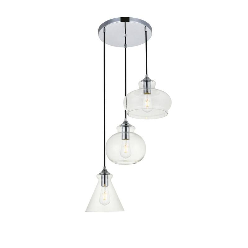 Clear Glass 3-light Adjustable Pendant Lamp