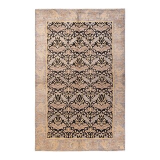 Arts & Crafts, One-of-a-Kind Hand-Knotted Area Rug - Black, 5' 10" x 9' 3" - 5' 10" x 9' 3"