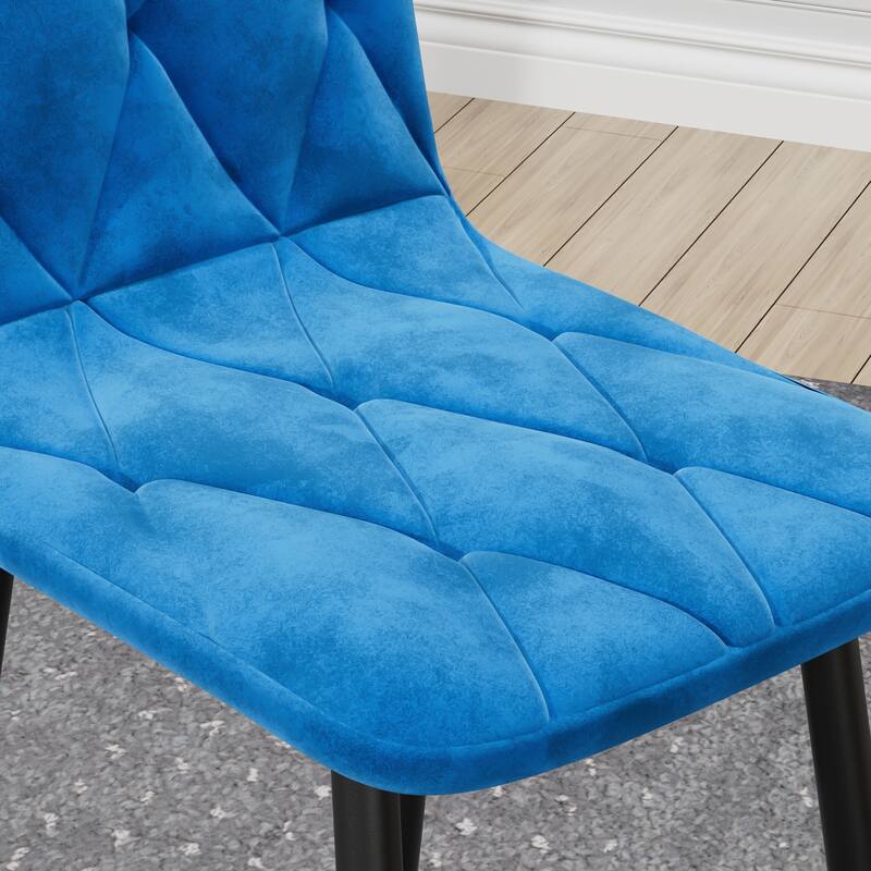 Modern Kitchen Dining Room Chairs Set of 4, Velvet Dining Chair, Upholstered Cushion Seat and Sturdy Metal Legs