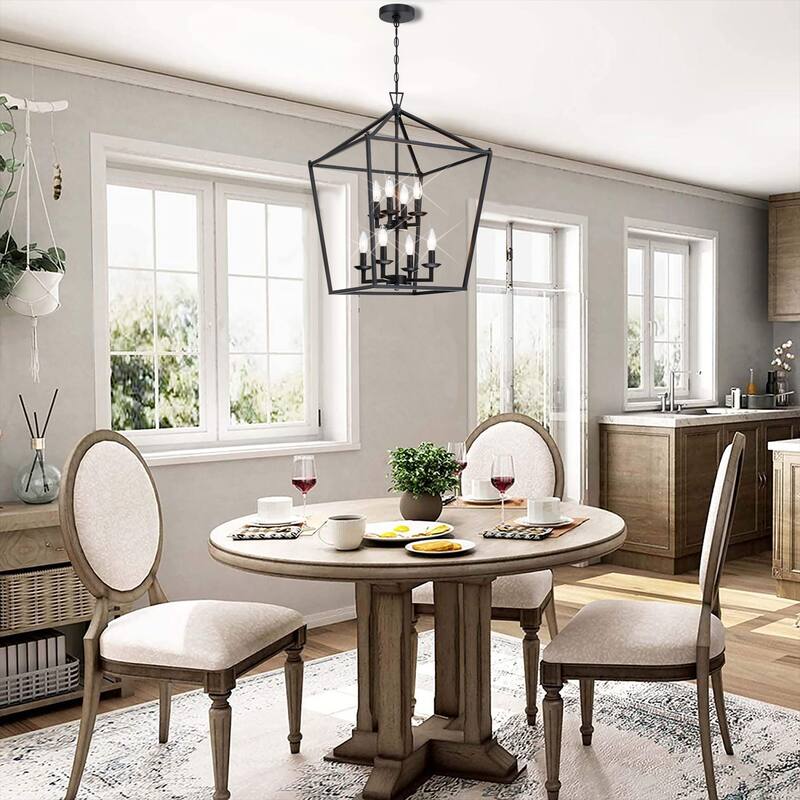 8-Light Geometric Cage Lantern Pendant Light