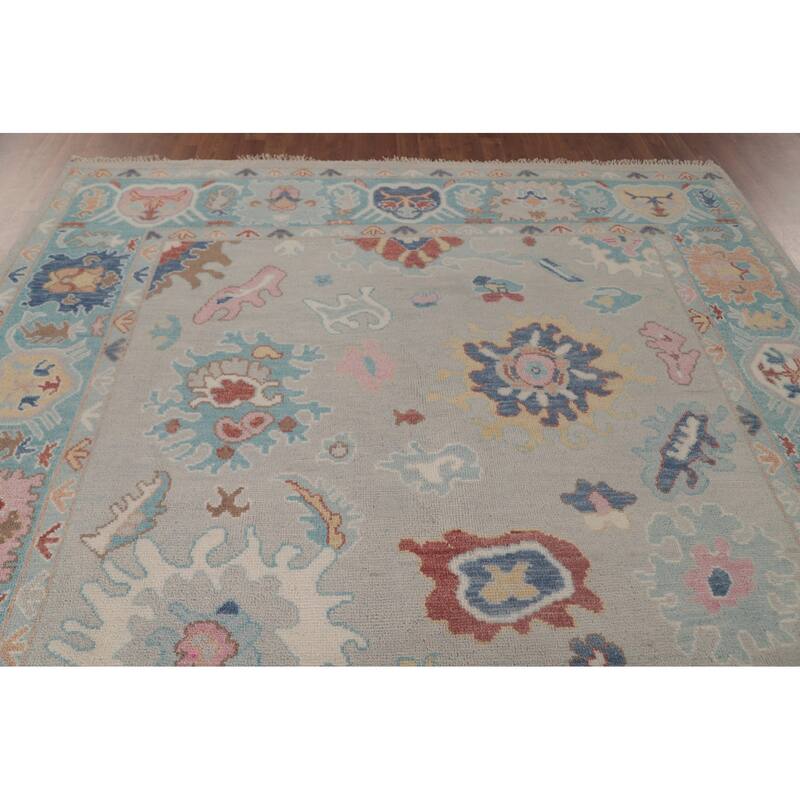 All-Over Oushak Indian Area Rug Handmade Wool Carpet - 7'11"x 9'11"