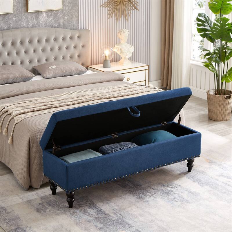 59" Bed Bench Ottoman with Storage Fabric