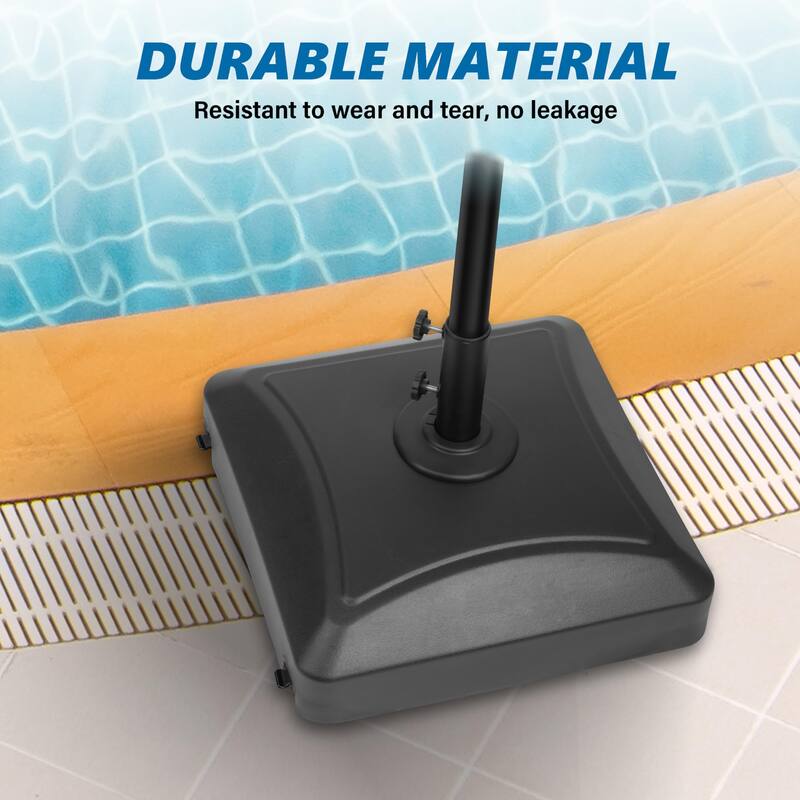 Outdoor Fillable Mobile Patio Umbrella Base in 125lb. Capacity, Heavy Duty Stand with 4Wheels&2Locks&2Knobs-Square Black