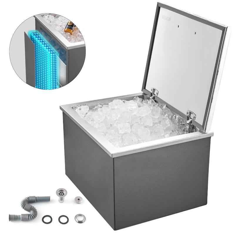 107.5L Large Stainless Steel Ice Chest with Flip Lid and 24H Insulation for Drinks and Seafood - 27.91x20.00x18.54 inch