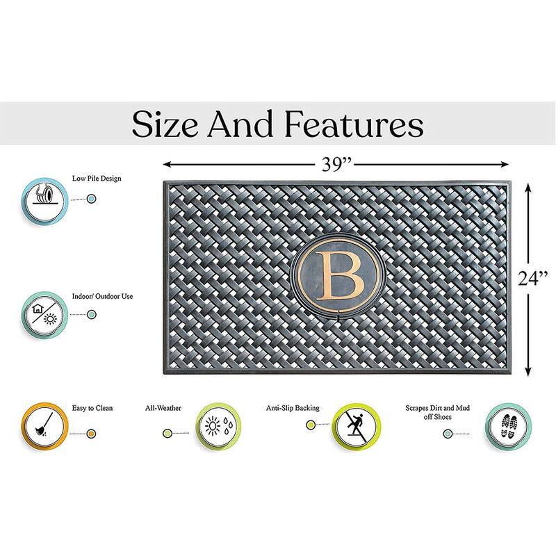 A1HC 100% Pure Rubber Monogrammed Front Door Mat 24" x39" Indoor Outdoor Doormat