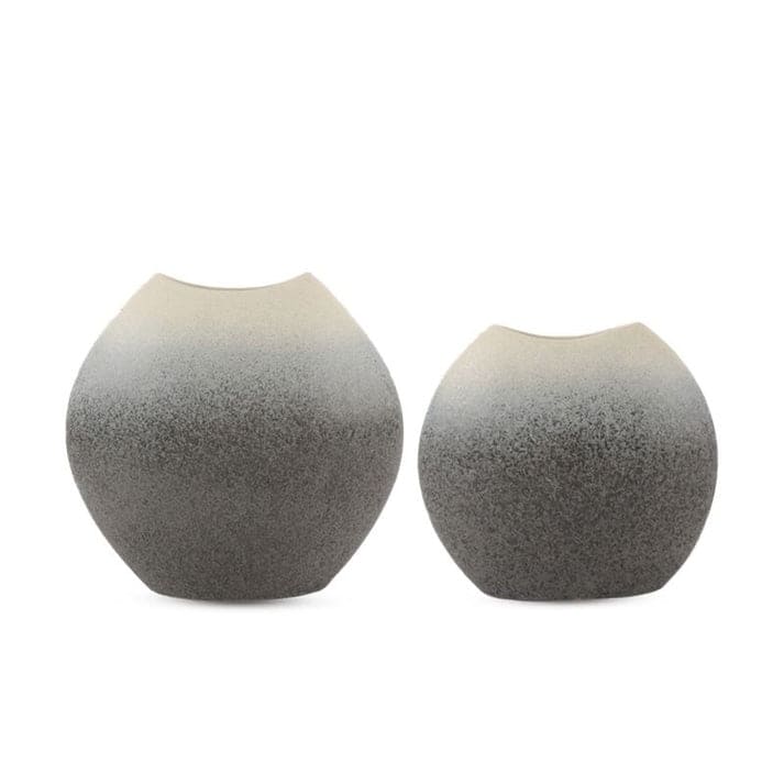 Gray Ceramic Decorative Vases, Modern Minimalist Set of Two Pieces - Grey