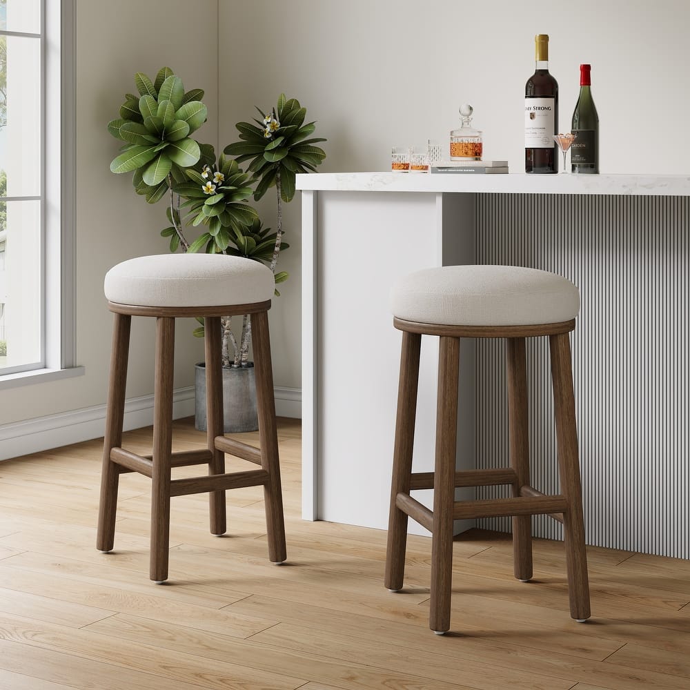 Christopher Knight Home - Riven Rubberwood 27.36" Bar Stool Set of 2