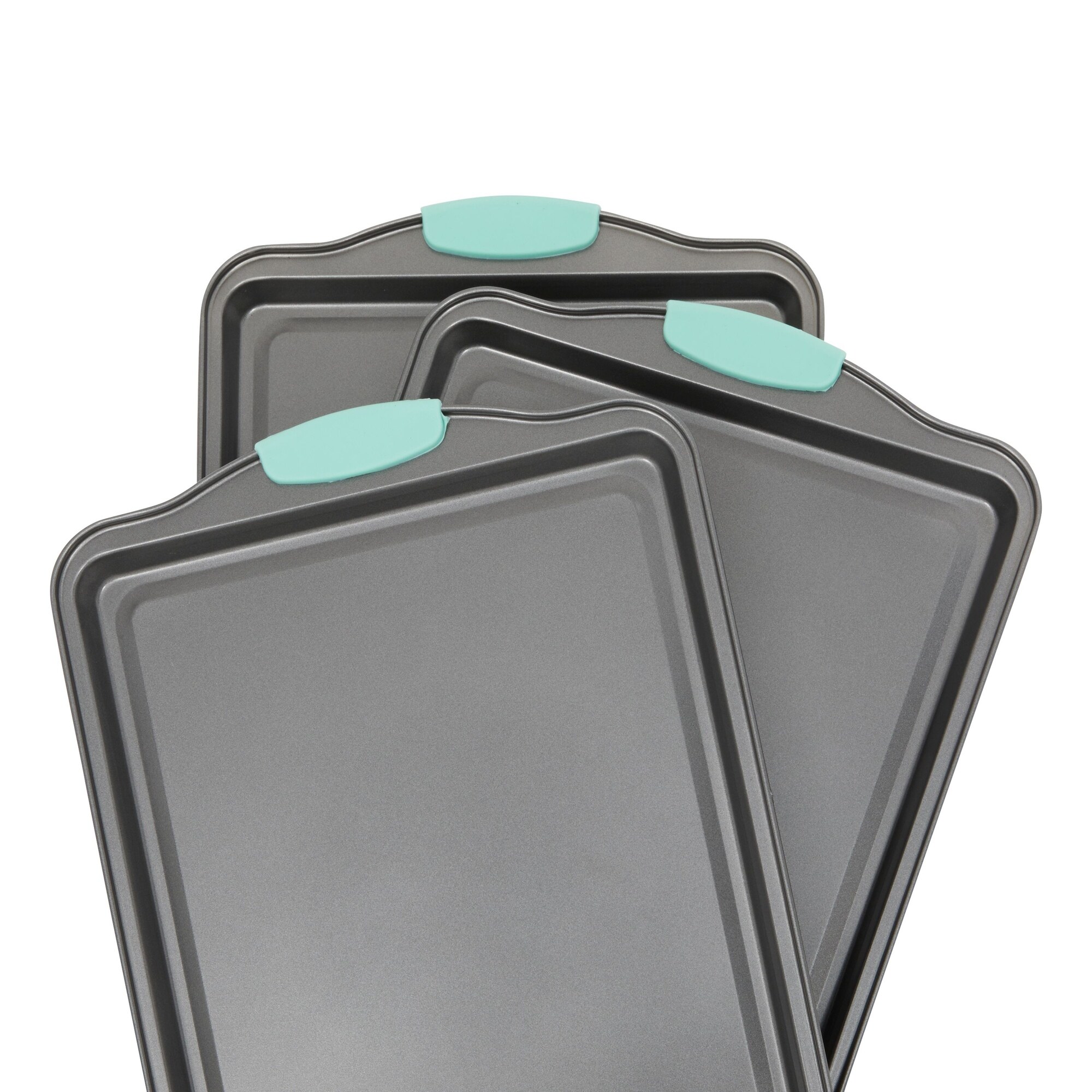 Set of 3 Nonstick Cookie Sheets for Baking, Bakeware Pans with