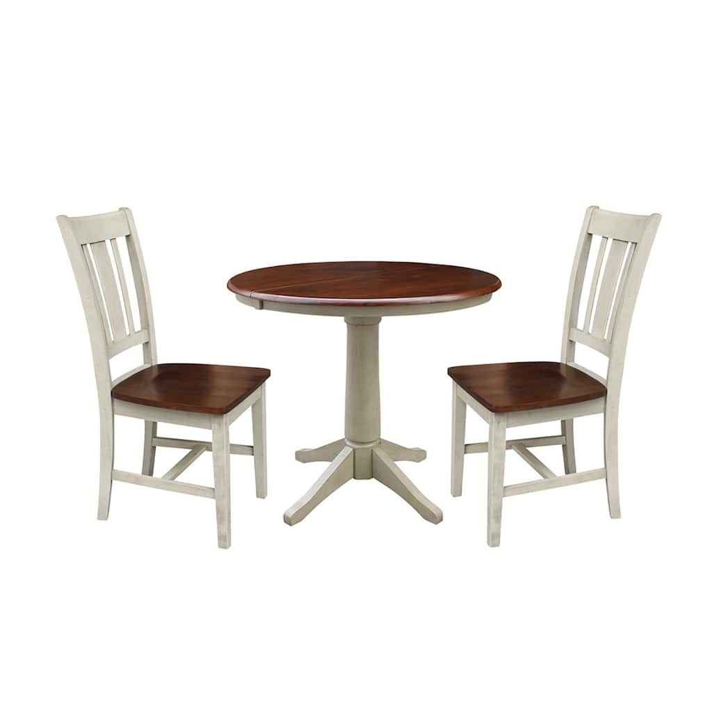 3 Piece Set - 36" Round Extension Dining Table with San Remo Chairs