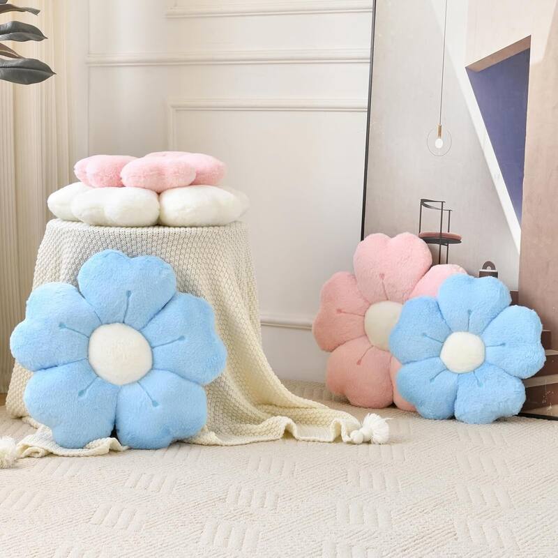 Flower Shaped Pillow Decorative Throw Pillows for Bed Couch - 15"L x 15"W