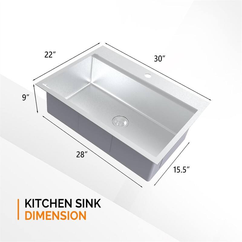Stainless Steel Drop In Integrated Ledge Multifunctional Workstation Sink Set In Silver
