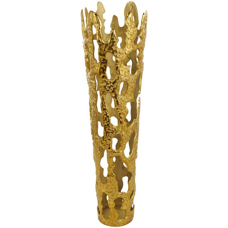 Gold, Silver or Black Aluminum Metal Drip Vase with Melting Designed Body