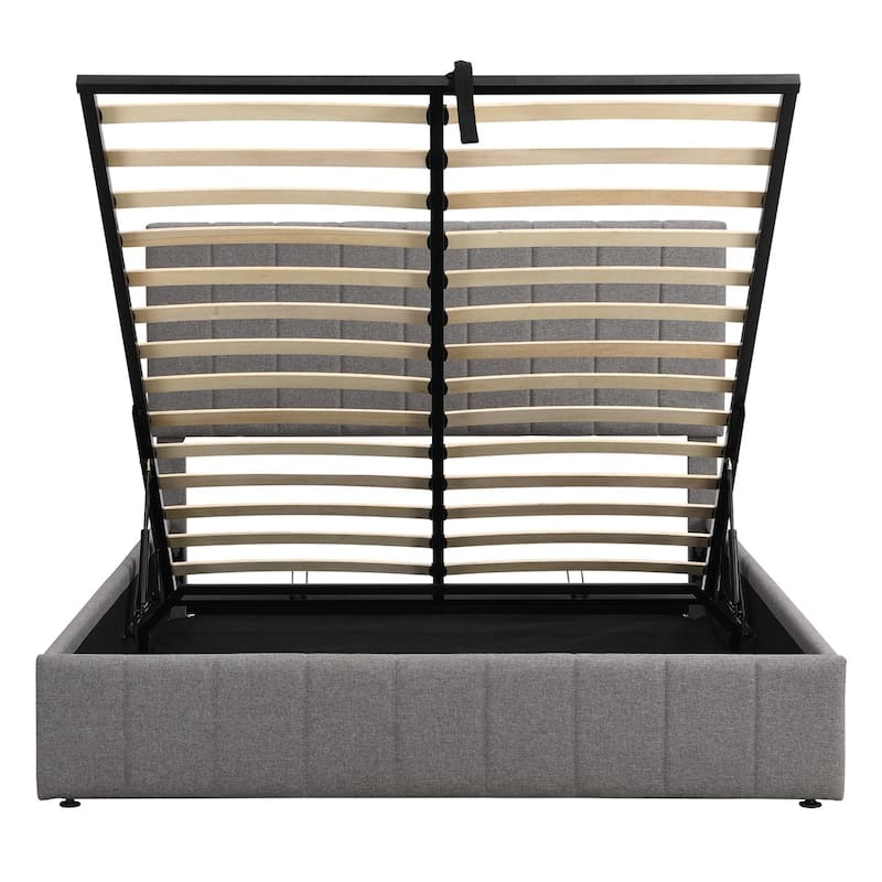 Merax Upholstered Platform Bed with a Hydraulic Storage System