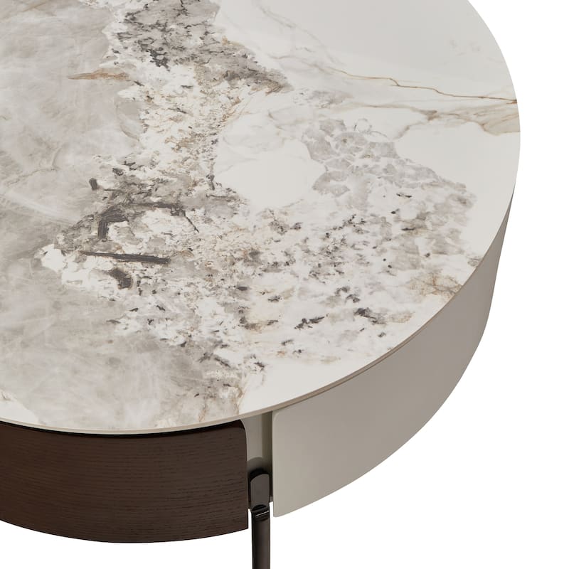GDF Studio - Arvilla Modern Round Coffee Table with Sintered Stone Top