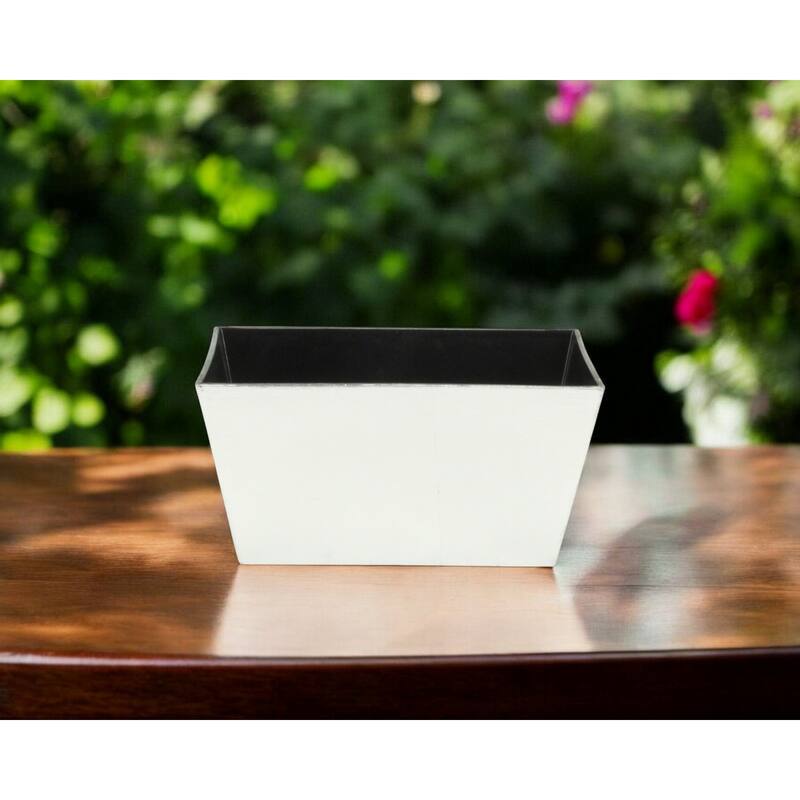 HomeRoots 8" Silver Recycled Plastic Indoor Outdoor Rectangular Planter Box - Silver