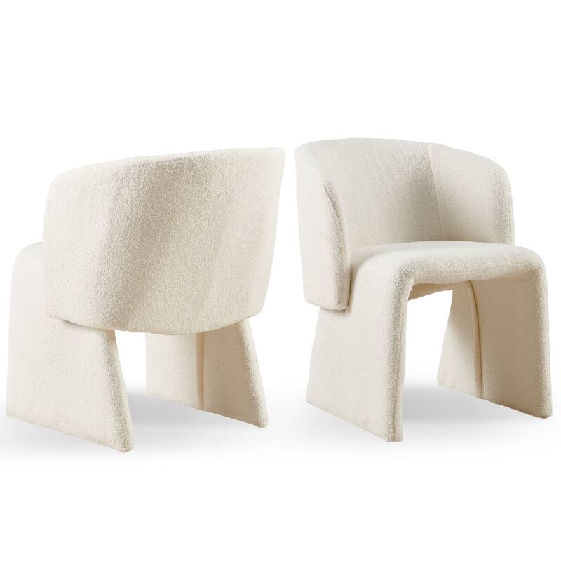 Modern Dining Chair Accent Chair White Single Sofa Chair,Upholstered Side Chair Teddy Comfy Chair for Dining Room/Bedroo