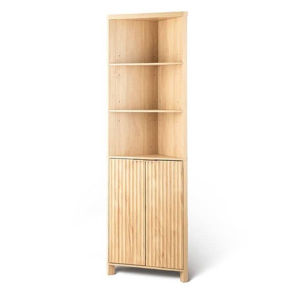 Oak Freestanding Corner Cabinet Bookcase Display Cabinet