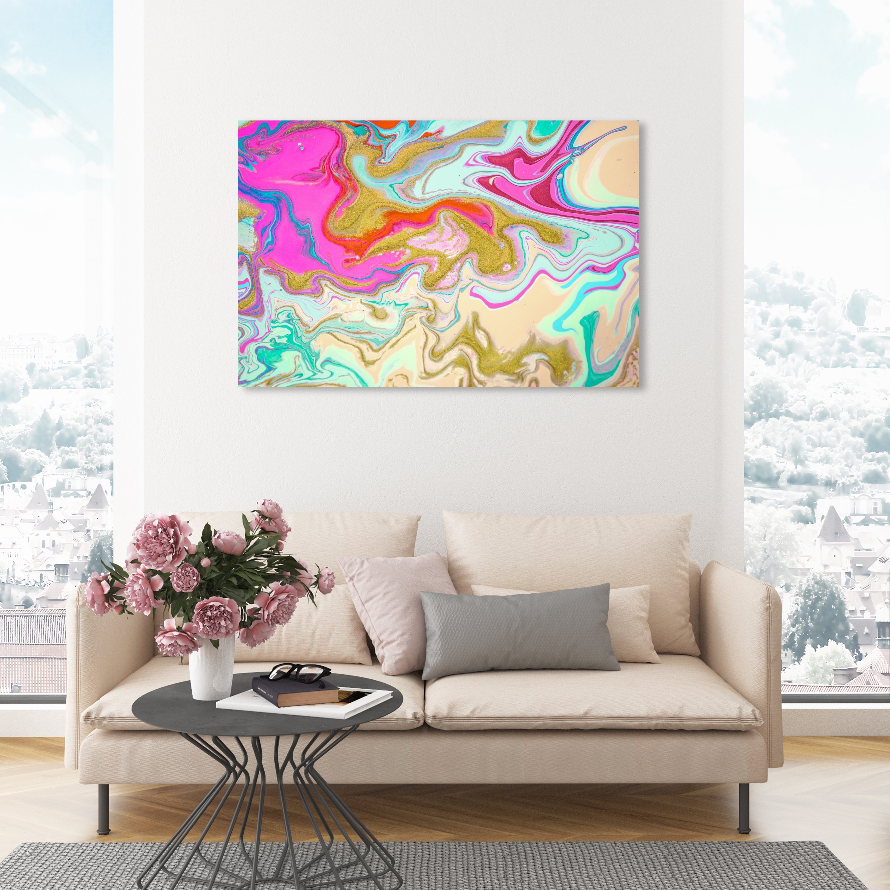 Oliver Gal 'Barbie House' Abstract Wall Art Canvas Print Paint Pink, Gold  Bed Bath  Beyond 32479676