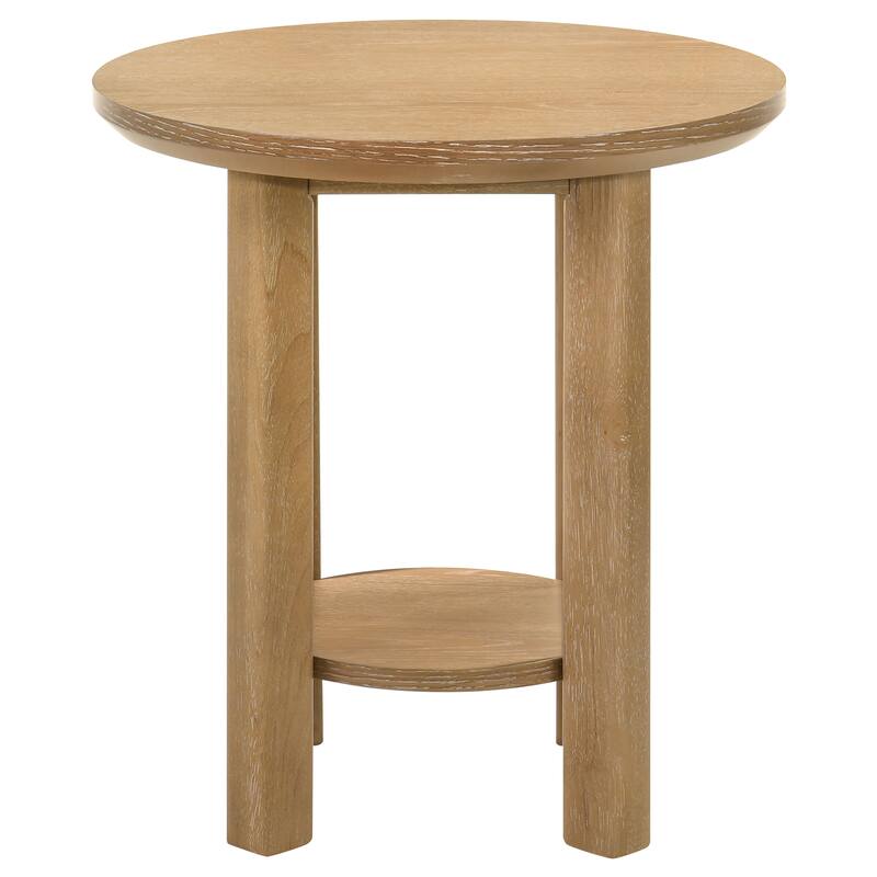 Ottowa 22-Inch Round Wood Side End Table with Shelf - 22" x 22" x 23.75"