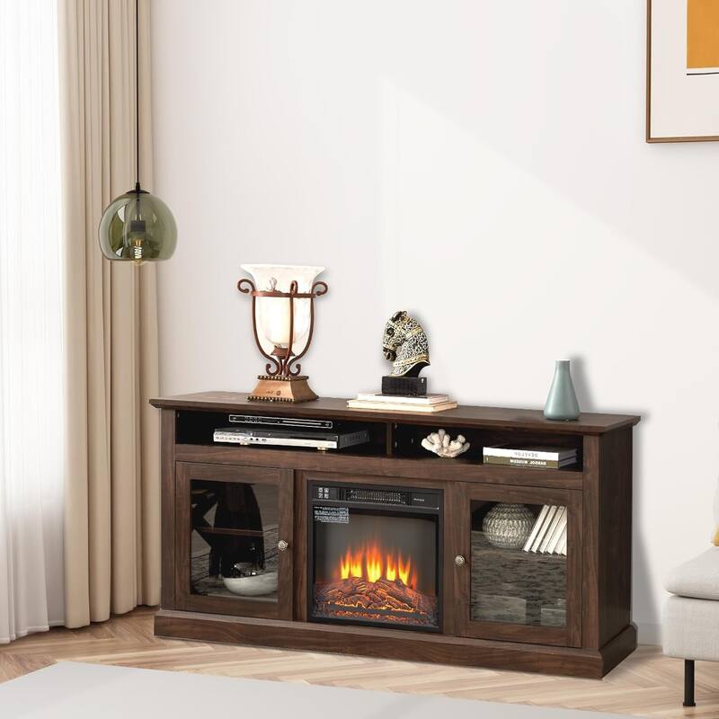 Roomfitters Contemporary TV Media Stand, Modern Entertainment Console, Up to 65" TV, Open & Closed Storage Space
