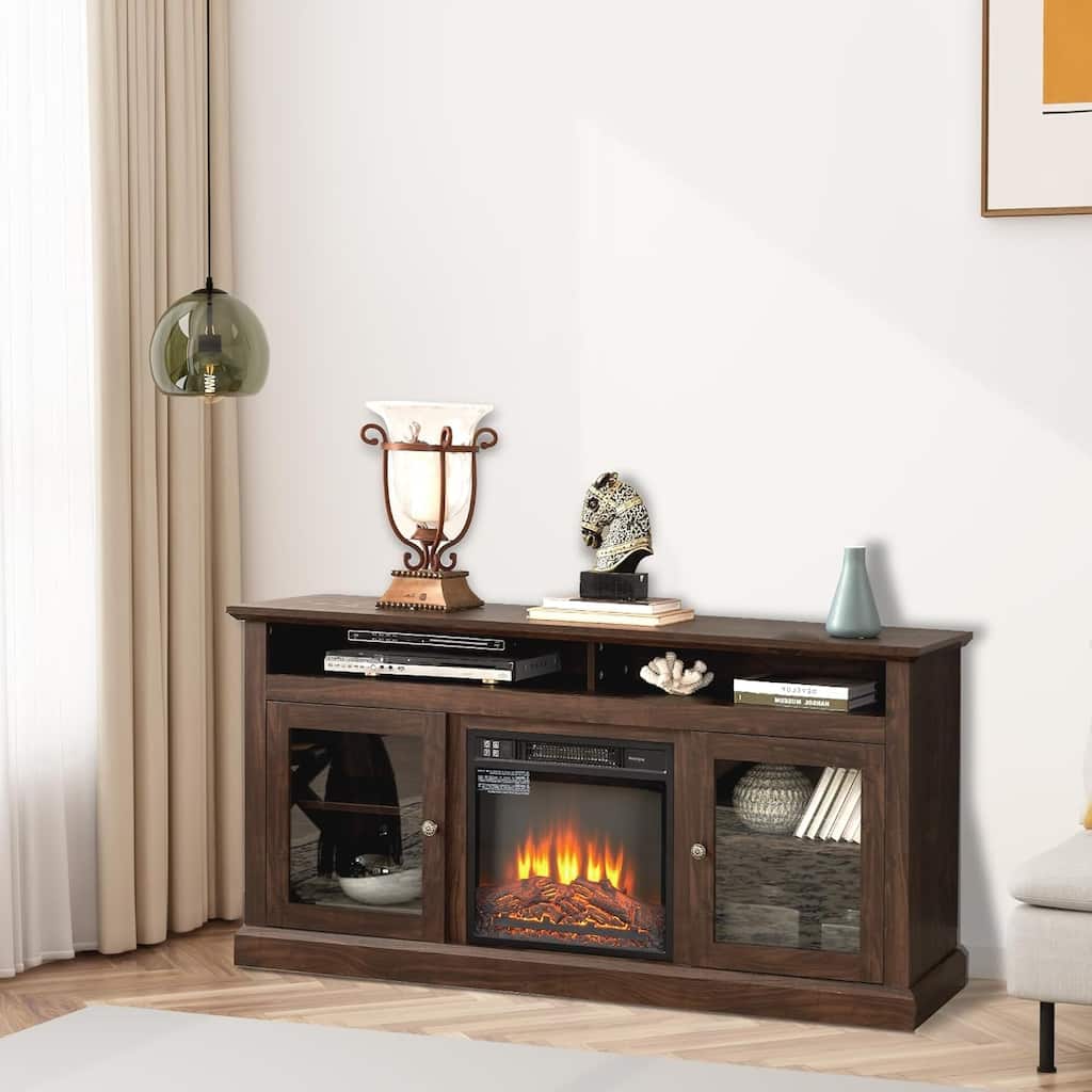 Roomfitters Contemporary TV Media Stand, Modern Entertainment Console, Up to 65" TV, Open & Closed Storage Space