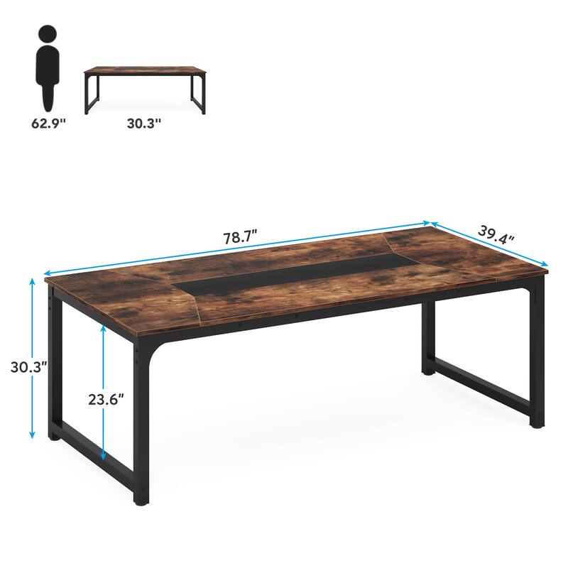 78.7 Inches Large Computer Desk, Modern Office Executive Desk