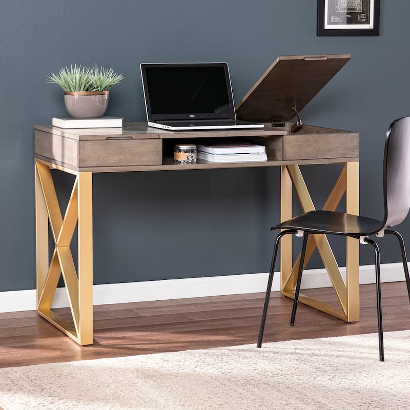 SEI Furniture Barbydell Transitional Gray Wood Desk