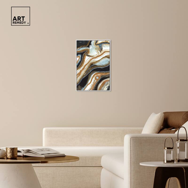 Art Remedy Black And Gold I Framed Mineral, Agate & Geode 1 Piece Canvas Wall Art