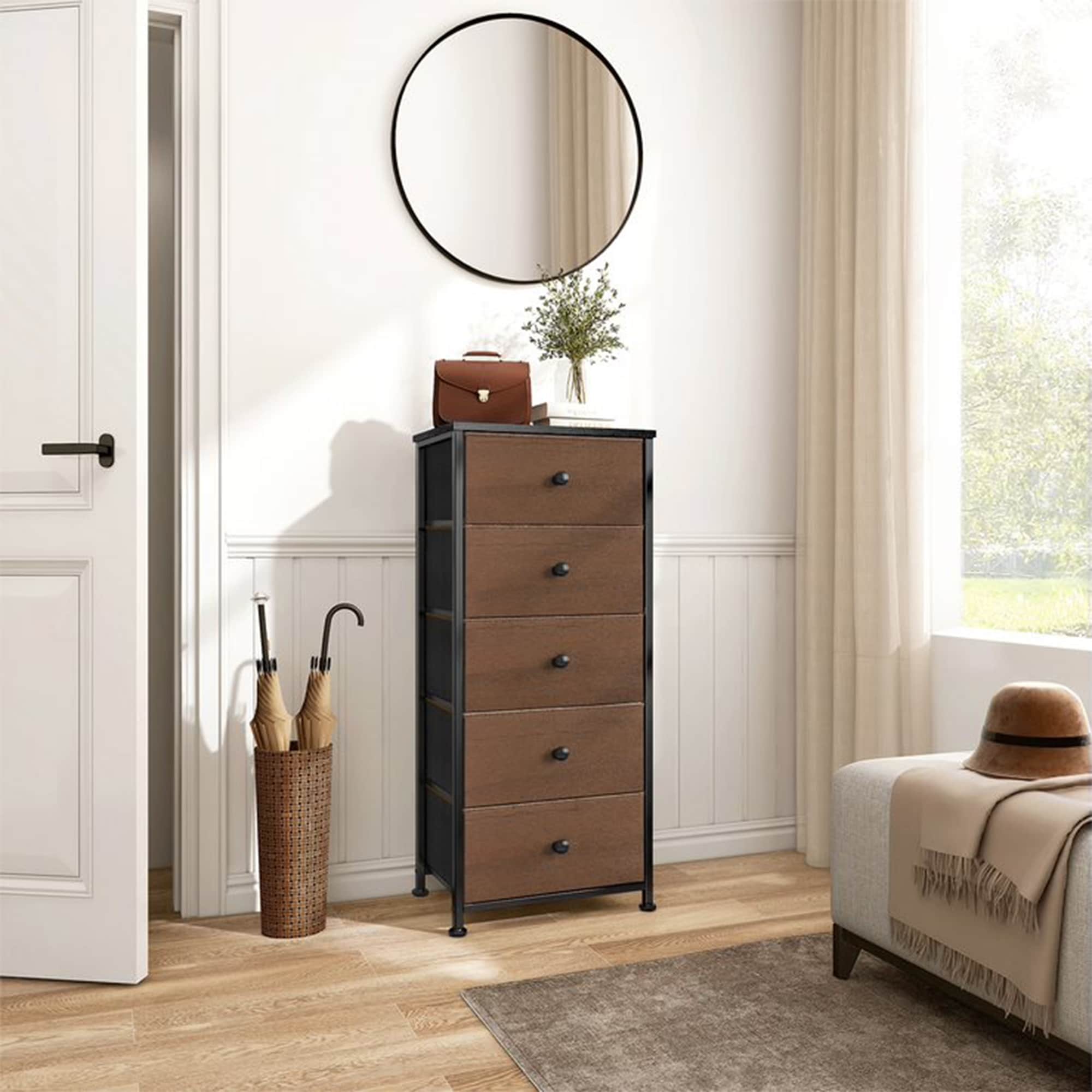 Espresso narrow cheap chest of drawers