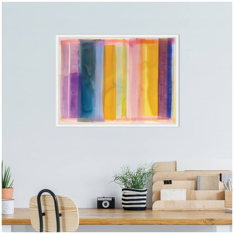 Kate and Laurel Sylvie Vibrant Lines I Framed Canvas by Amy Lighthall