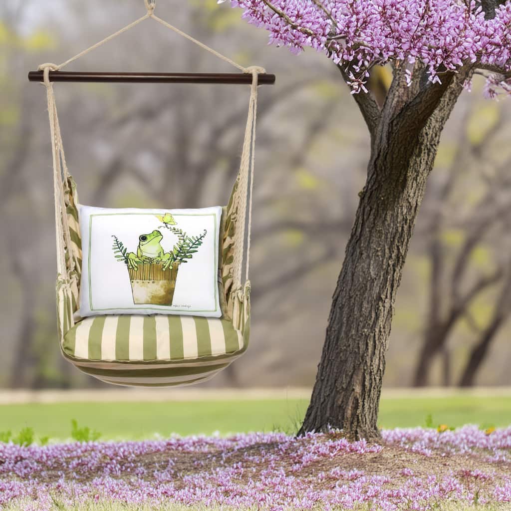 Magnolia Casual Swing Set 4 piece - Summer Palms Stripe w/ Frog in Pot