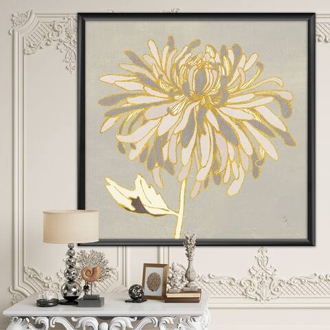 Designart "Golden Floral Garden I" Modern Glam Framed Art Print