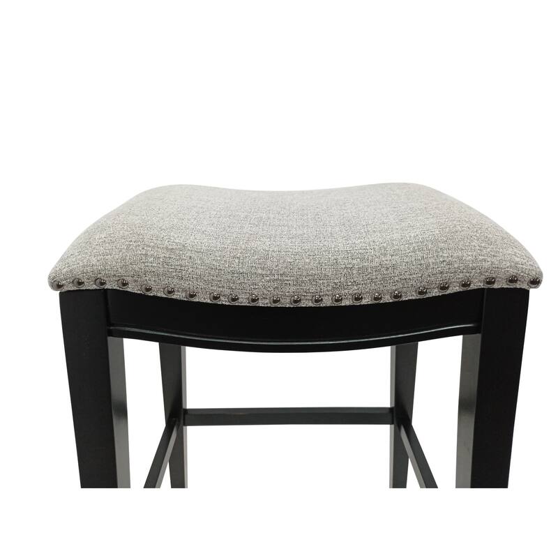 Upholstered Saddle Barstools - 30" - Set of 2 - Black and Gray