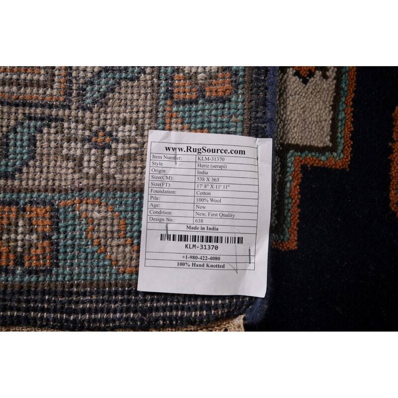 Palace Size Geometric Viss Indian Large Area Rug Handmade Wool Carpet - 11'11"x 17'8"