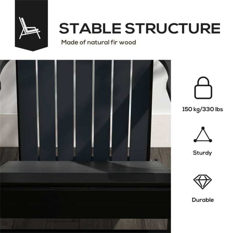 Comfortable Fir Wood Adirondack Chair with Tilt Slatted Back and Wide Armrests and Cup Holder - 28.5" W x 38.2" D x 36.6" H