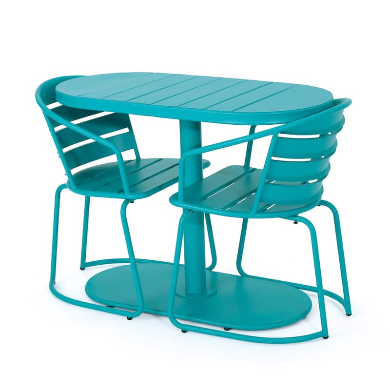 Roomfitters 3-Piece Bistro Set, Outdoor Metal Patio Table and Chairs for Balcony, Garden or Porch