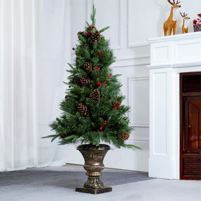 4FT Realistic-looking Compact Artificial Christmas Tree for Small Spaces