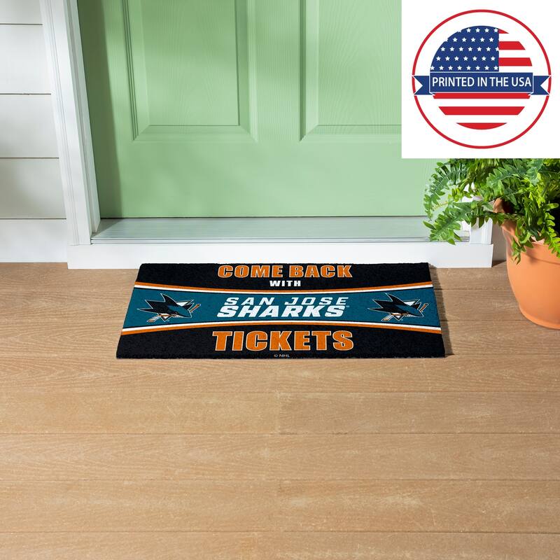 Pittsburgh Penguins 28 in. x 16 in. PVC "Come Back With Tickets" Trapper Door Mat