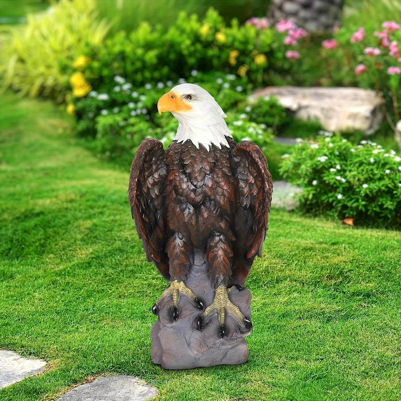 Large Standing Eagle Exhibition Garden Sculpture, 13 X 24.4-inch Bald Eagle Garden Statue, Hand Drawn Eagle Decoration