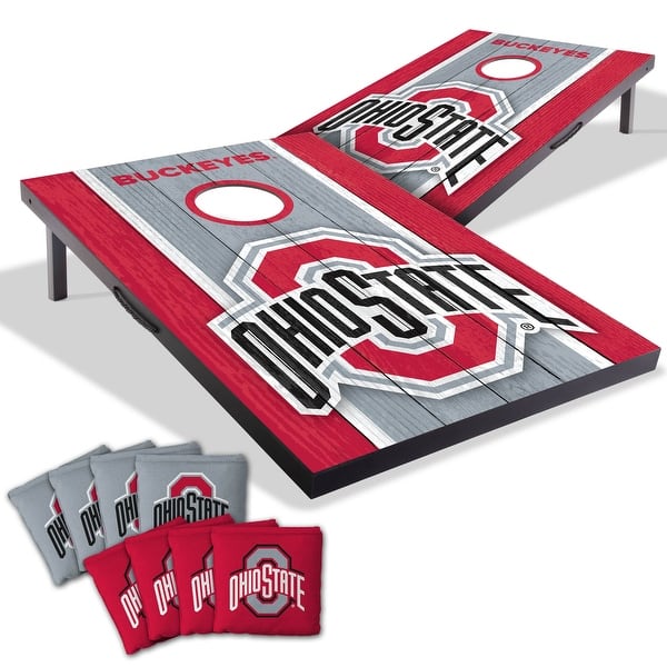 slide 2 of 7, Ohio State Buckeyes NCAA Compact 2x3 Tailgate Cornhole Board Set Include Carrying Case