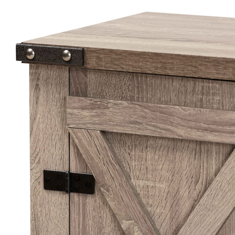 Wayne Oak Brown Finished Wood 2-Door Shoe Storage Cabinet