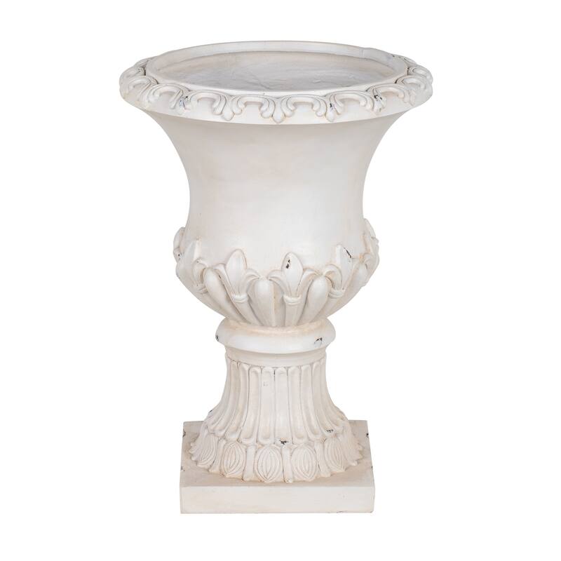 Christopher Knight Home - Classical 24.8"H Outdoor Pedestal Urn Planter with Fleur-de-Lis Design