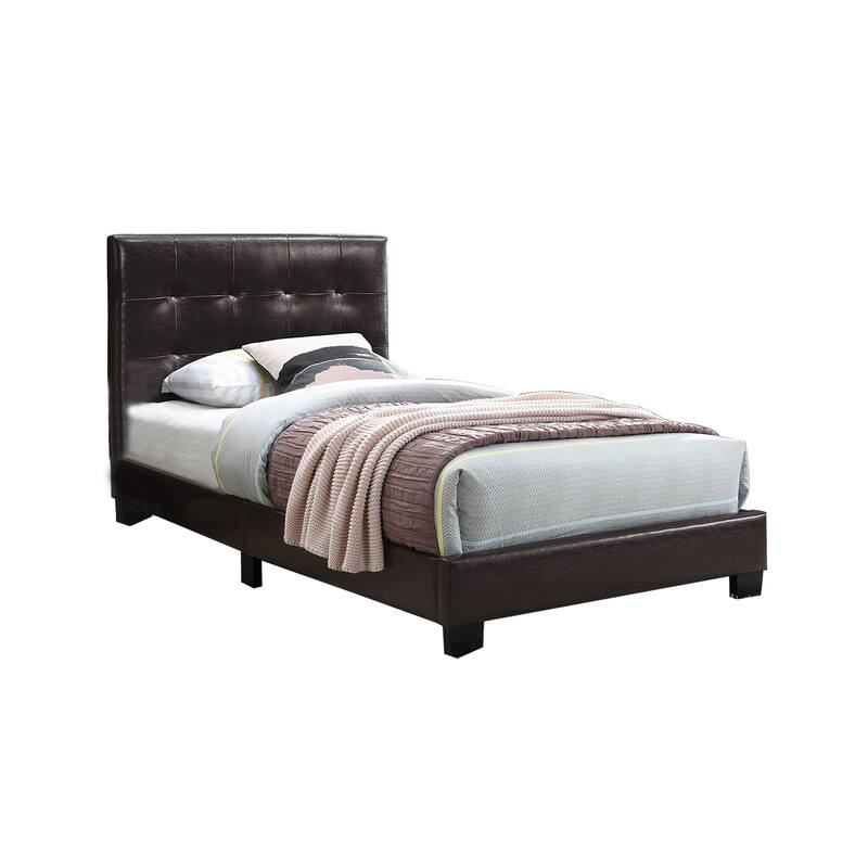 Faux Leather Upholstered Bed with Tufting