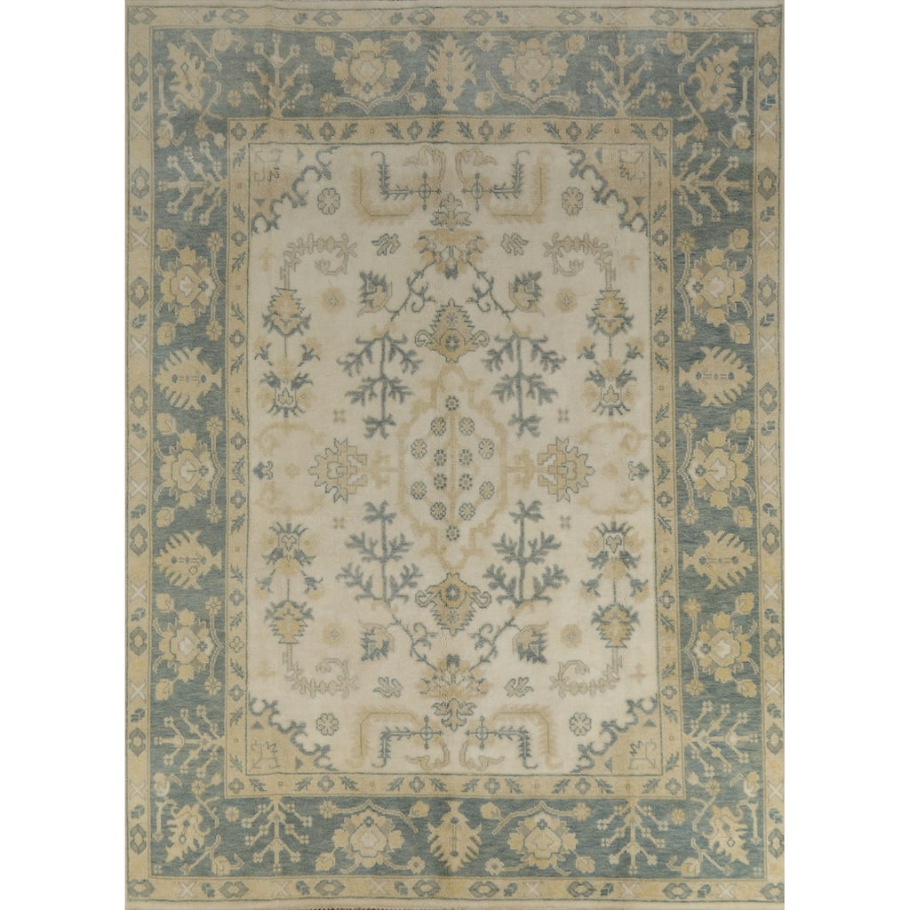Oushak Indian Area Rug Handmade Wool Carpet - 7'10" x 10'2"