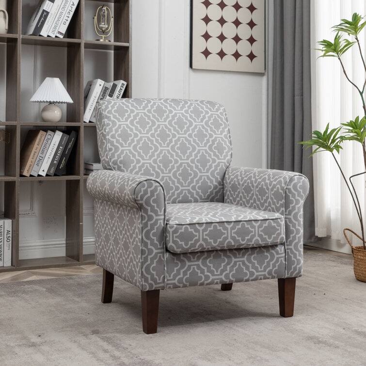 Classic Kentin Velvet Armchair - White Grey