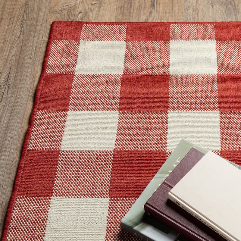 Style Haven Gingham Check Indoor/Outdoor Area Rug..