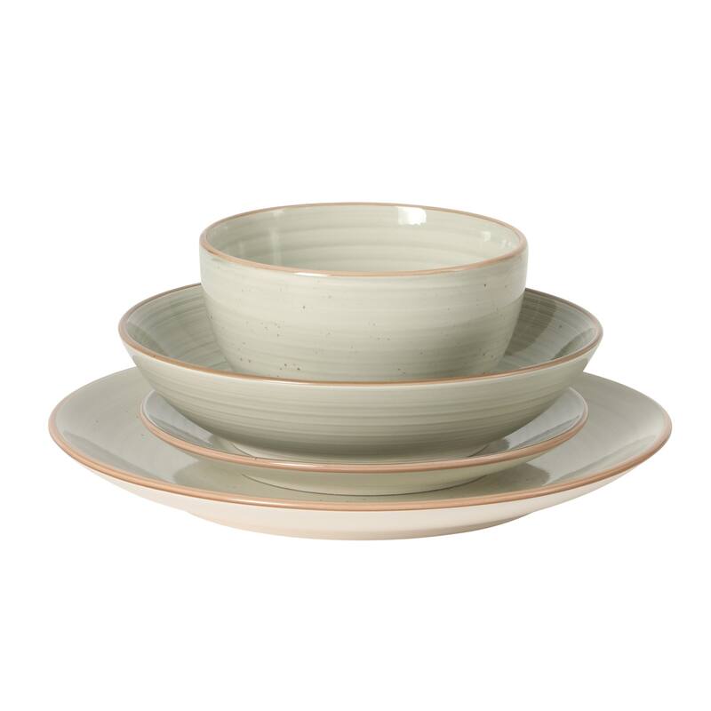 Gibson Home Stonebury 16 Piece Plates and Bowls - Handpainted Stoneware Dinnerware Set - Service for 4