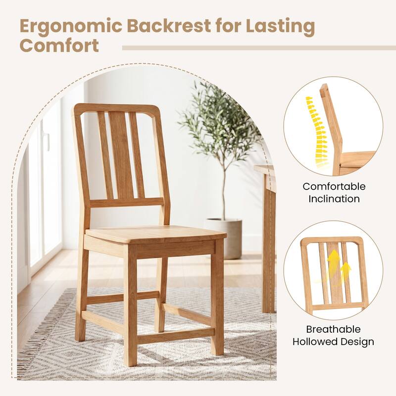 Gymax Dining Chairs Set of 4 Rubber Wood Dining Room Chairs w/