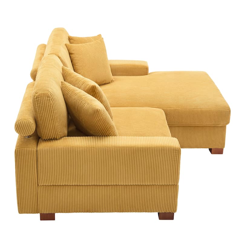 Corduroy Modular Couch Sectional Chaise Lounge Sofa