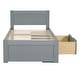 preview thumbnail 6 of 12, Grey Twin Wood Bed Frame with Storage Wheels & 1 Drawer, Noise-Free